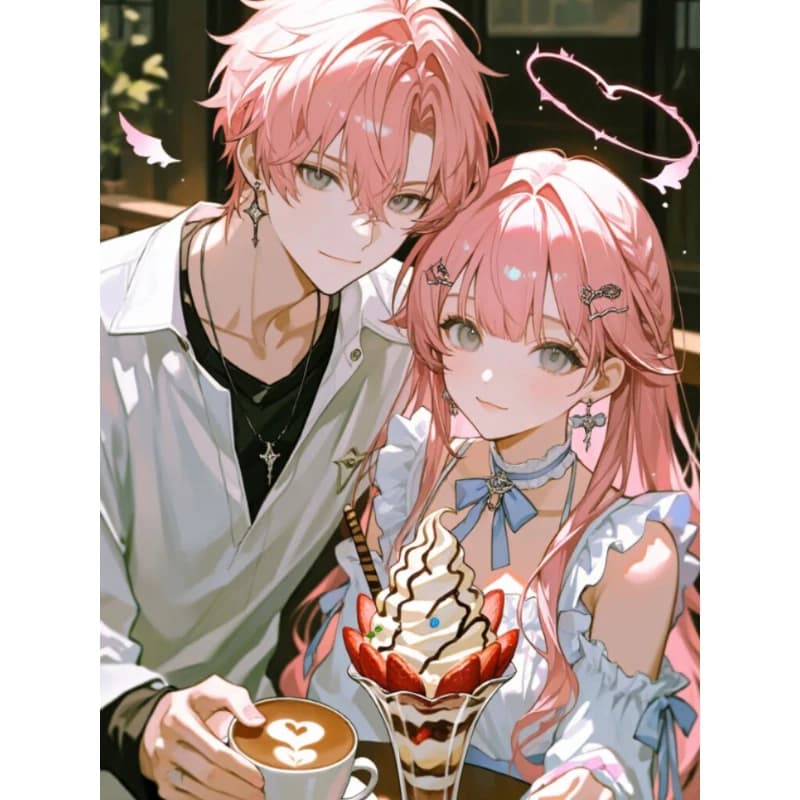 Peinture à l'huile par numéros DIY, toile numérique romantique avec figurine anime et thème dessert,