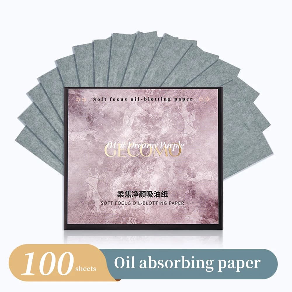 Papier absorbant l'huile, 100 feuilles, avec étui et boufflet, papier au charbon de bambou Portable 