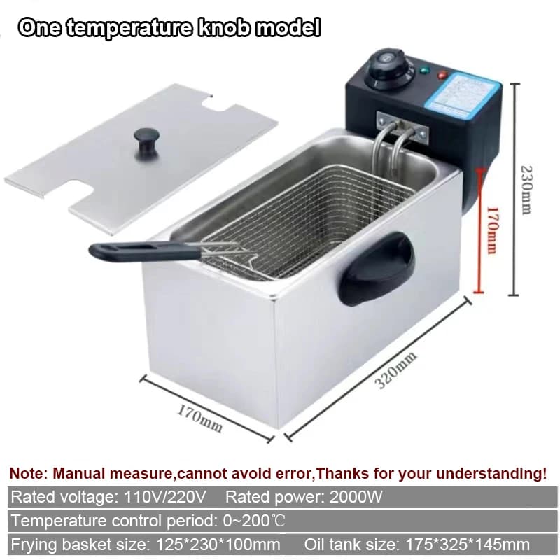 Friteuse à huile électrique multifonctionnelle 4L, four à gril en acier inoxydable, poulet, frites, 