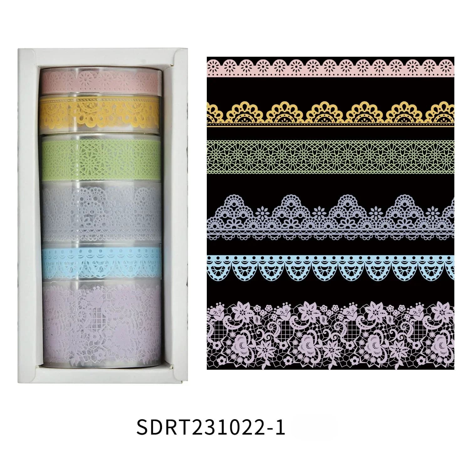 6 rouleaux de ruban adhésif Washi en PET à dentelle rétro, pour la décoration de journaux, Washitape