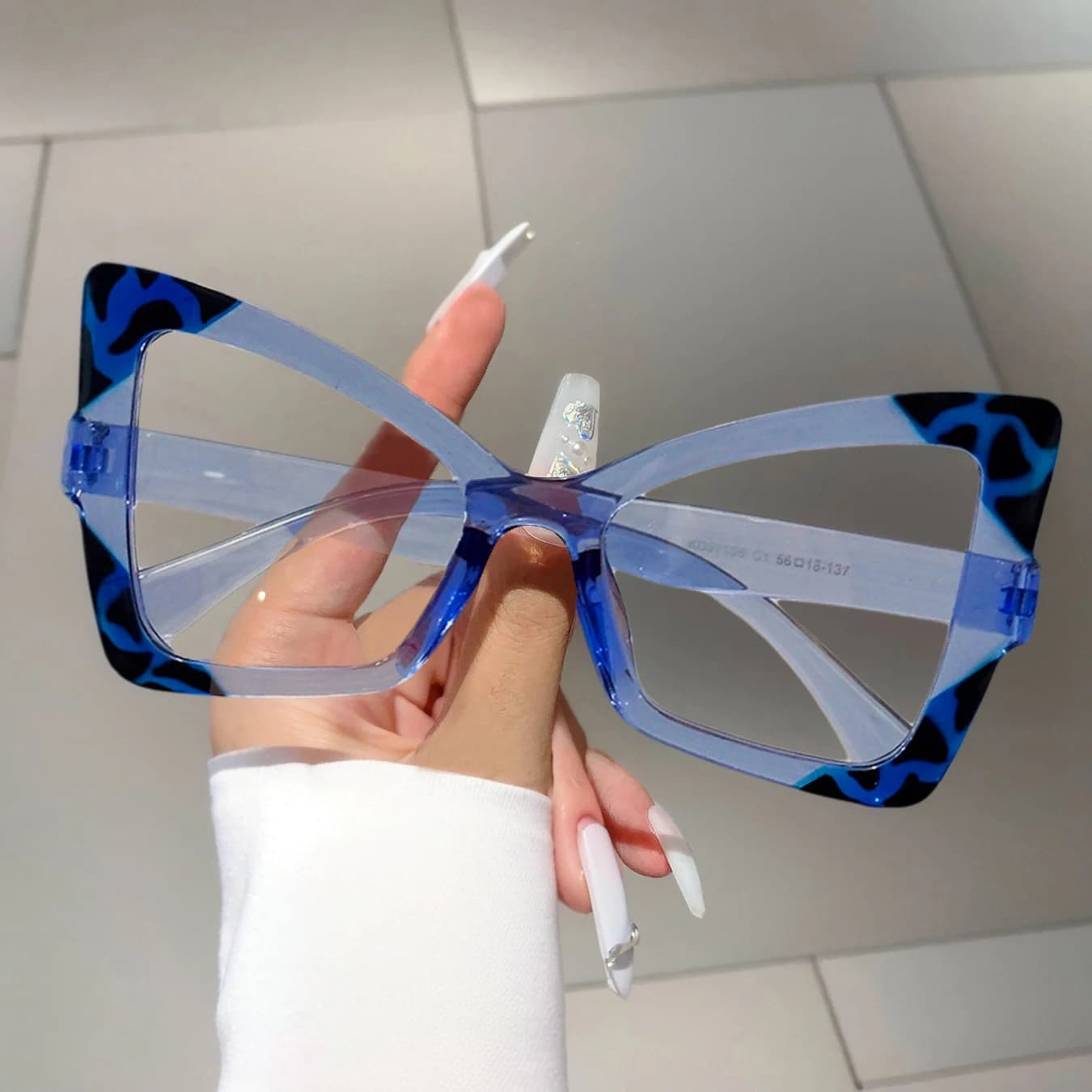 Lunettes surdimensionnées œil de chat pour femmes, monture tendance, Design de couleur contrastée