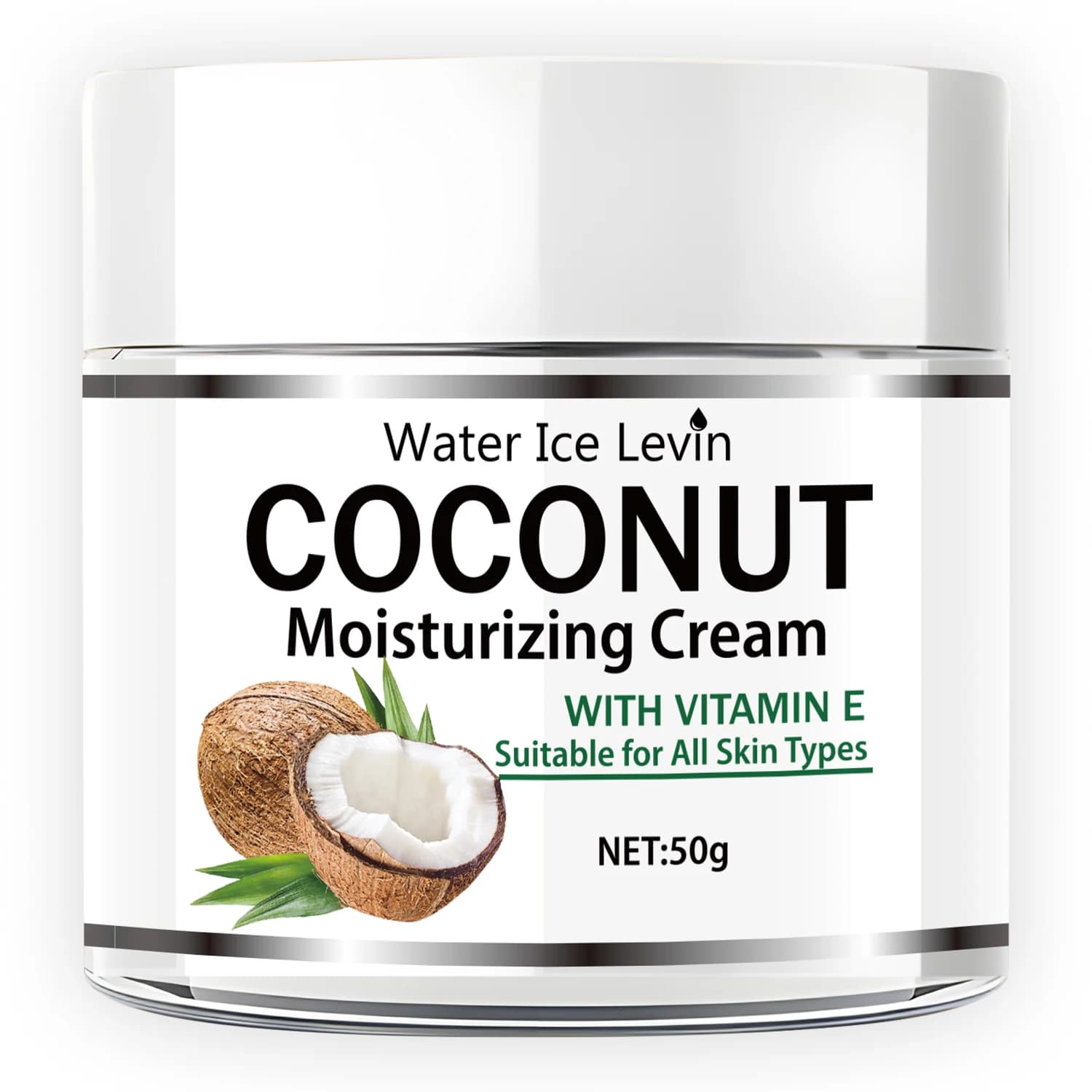 Crème hydratante à l'huile de noix de coco 50g |     Collagène et vitamine E |     Sans alcool |    