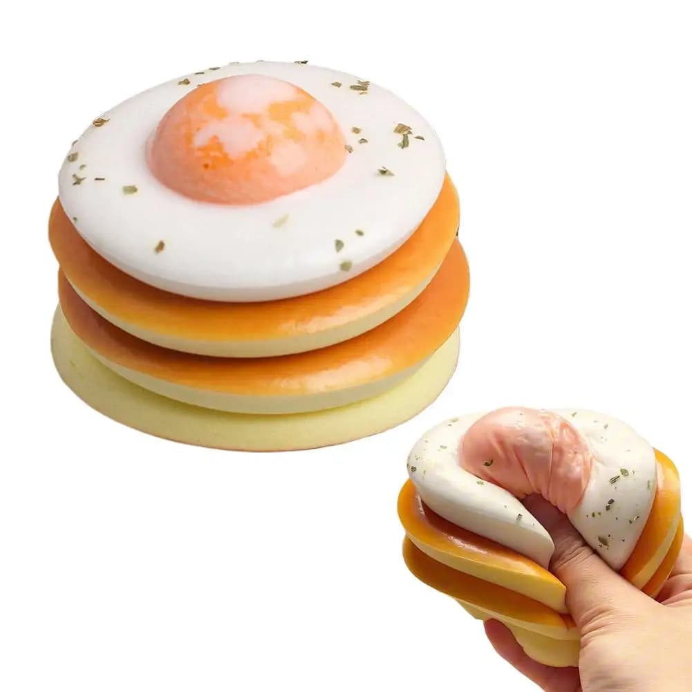 Jouet sensoriel souple et réaliste en forme d'œuf frit, anti-stress pour TDAH, décoration amusante