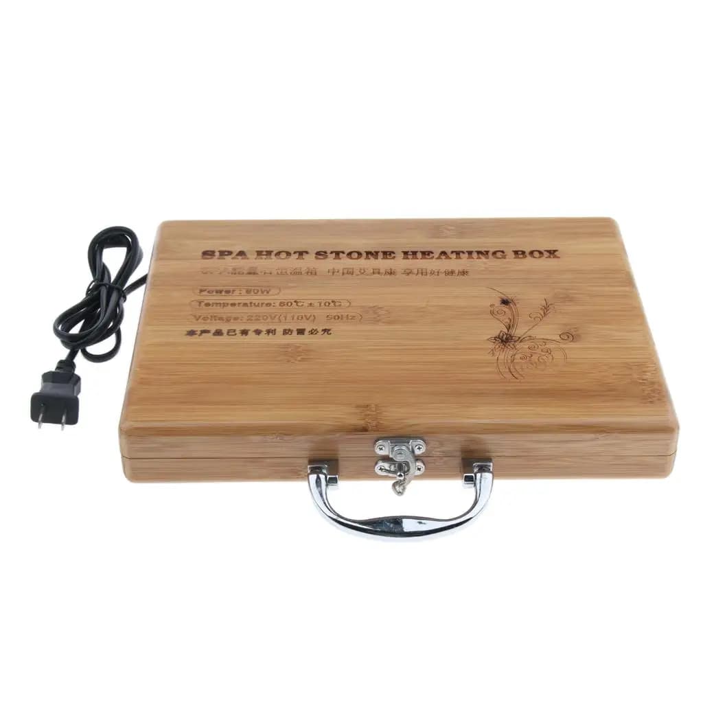 Chauffe-pierres en bambou Rolling Stone Massager, boîte chauffante portable pour une expérience de s