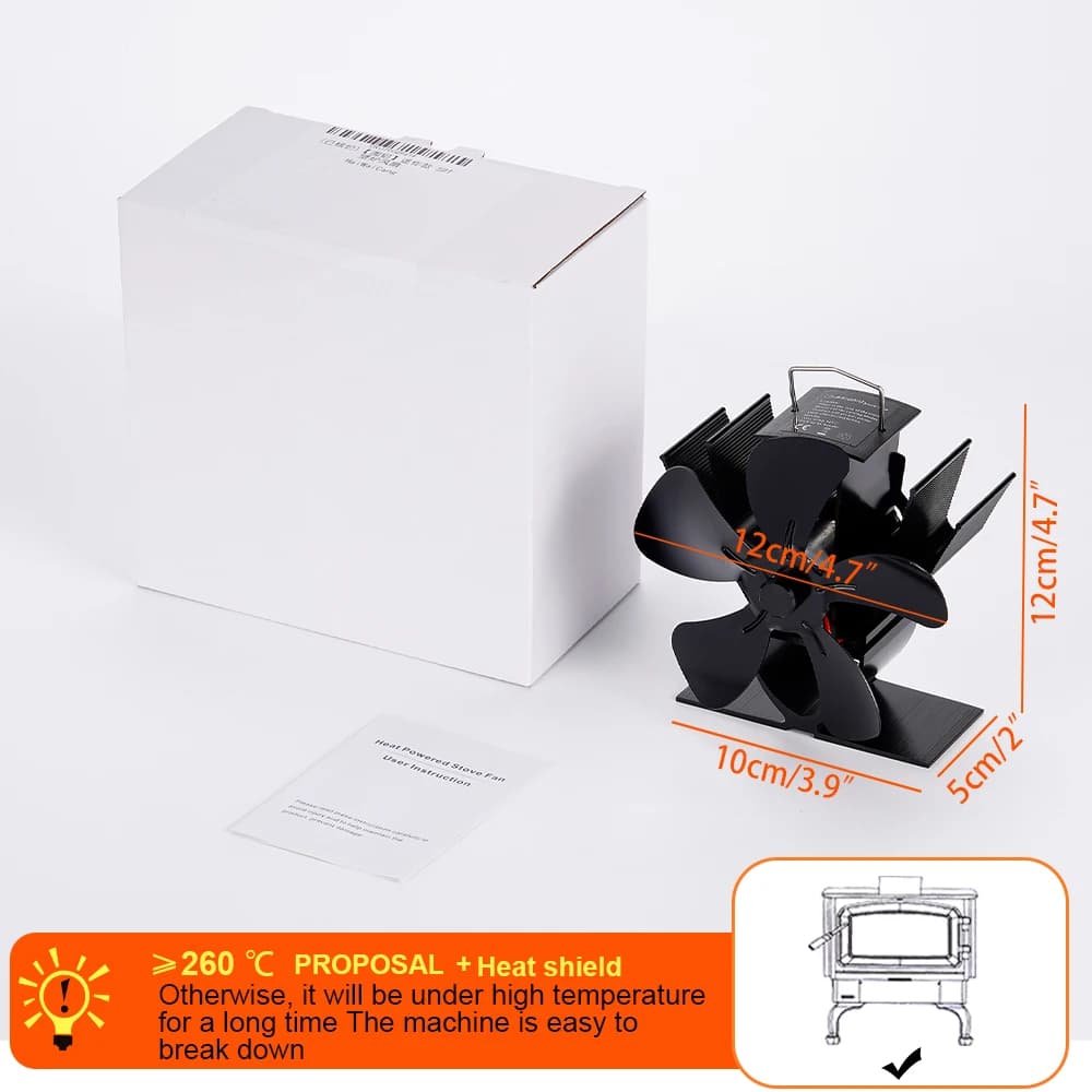 Mini ventilateur de poêle silencieux à 5 lames, distribution efficace de la chaleur, poêle à bois, p