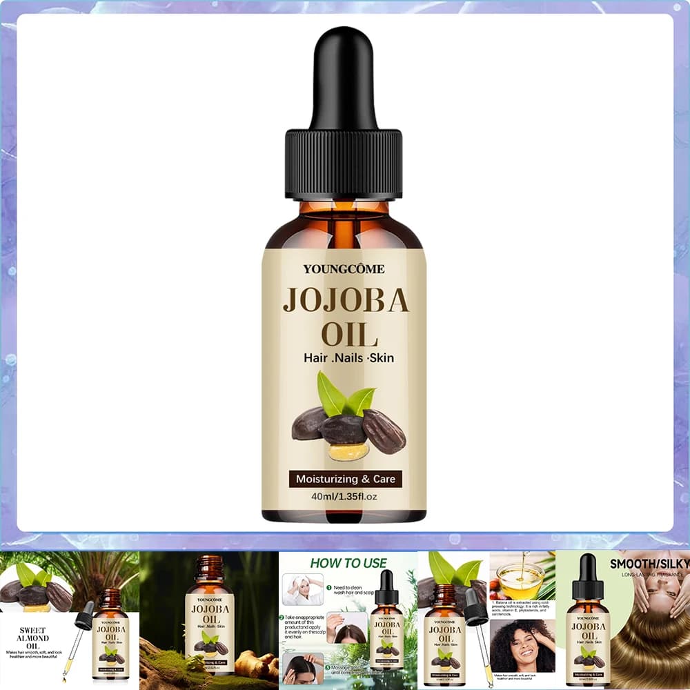 Huile de jojoba biologique, huile hydratante pure pour le visage, les cheveux et les ongles de la pe