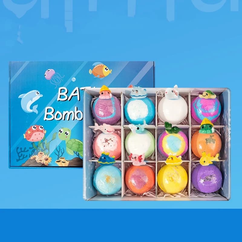 Kit de 12 boules de bain moussantes aux huiles essentielles et sels de bain, soin exfoliant et hydra