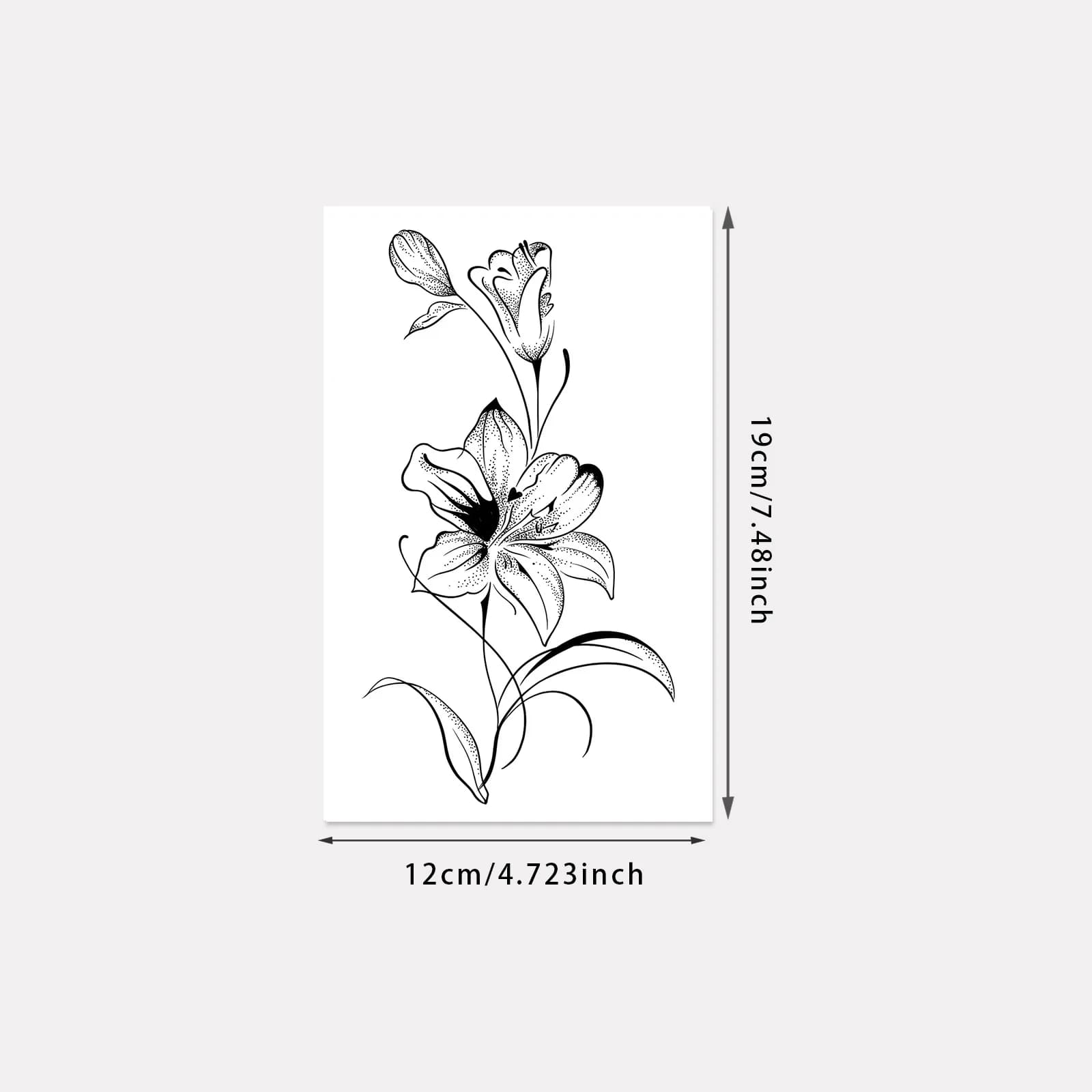Tatouage temporaire Lily, motif floral simple en ligne, tatouage sexy pour la taille et le ventre, a