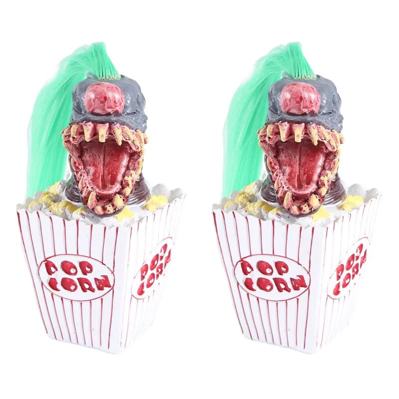 Sculpture de clown RALCA-2X, décoration de clown d'Halloween, clown pop-corn, statue de tête de clow