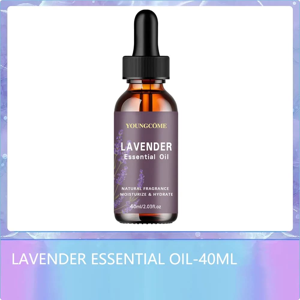 Huile de lavande biologique 40/60 ml pour cheveux et visage – Peau sèche hydratante, formule anti-ac