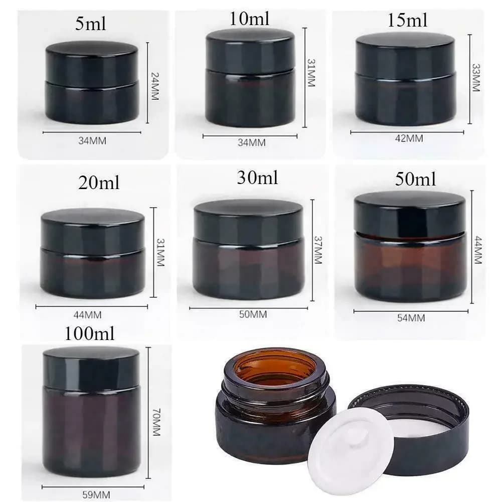 Bouteille en verre ambre pour crème cosmétique pour le visage, récipient pour baume Jules, pots, fla