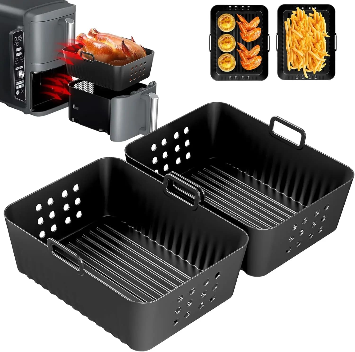 Moule en Silicone pour friteuse à Air, support de gril, ensemble d'ustensiles pour Ninja Double pile