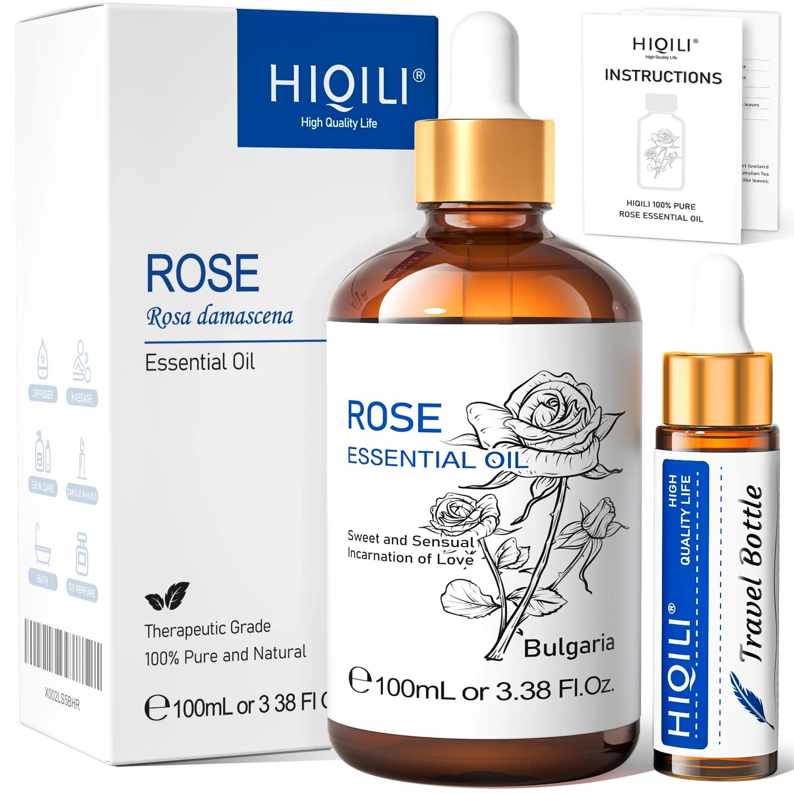 HIQILI huile essentielle Rose géranium Lavande Citronela arbre à thé vanille huile pour le corps vis