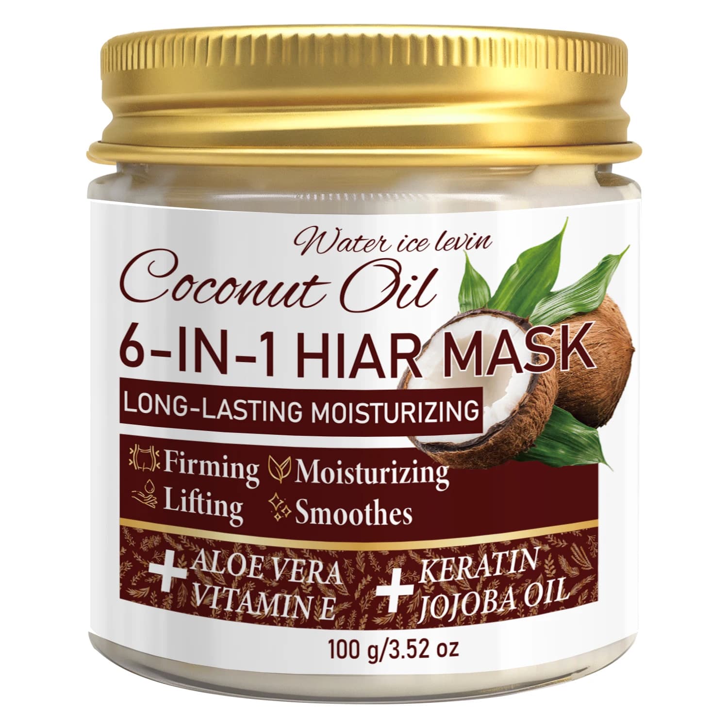 Masque capillaire à la noix de coco 6-en-1 avec kératine et huile de jojoba, hydratant et lissant po