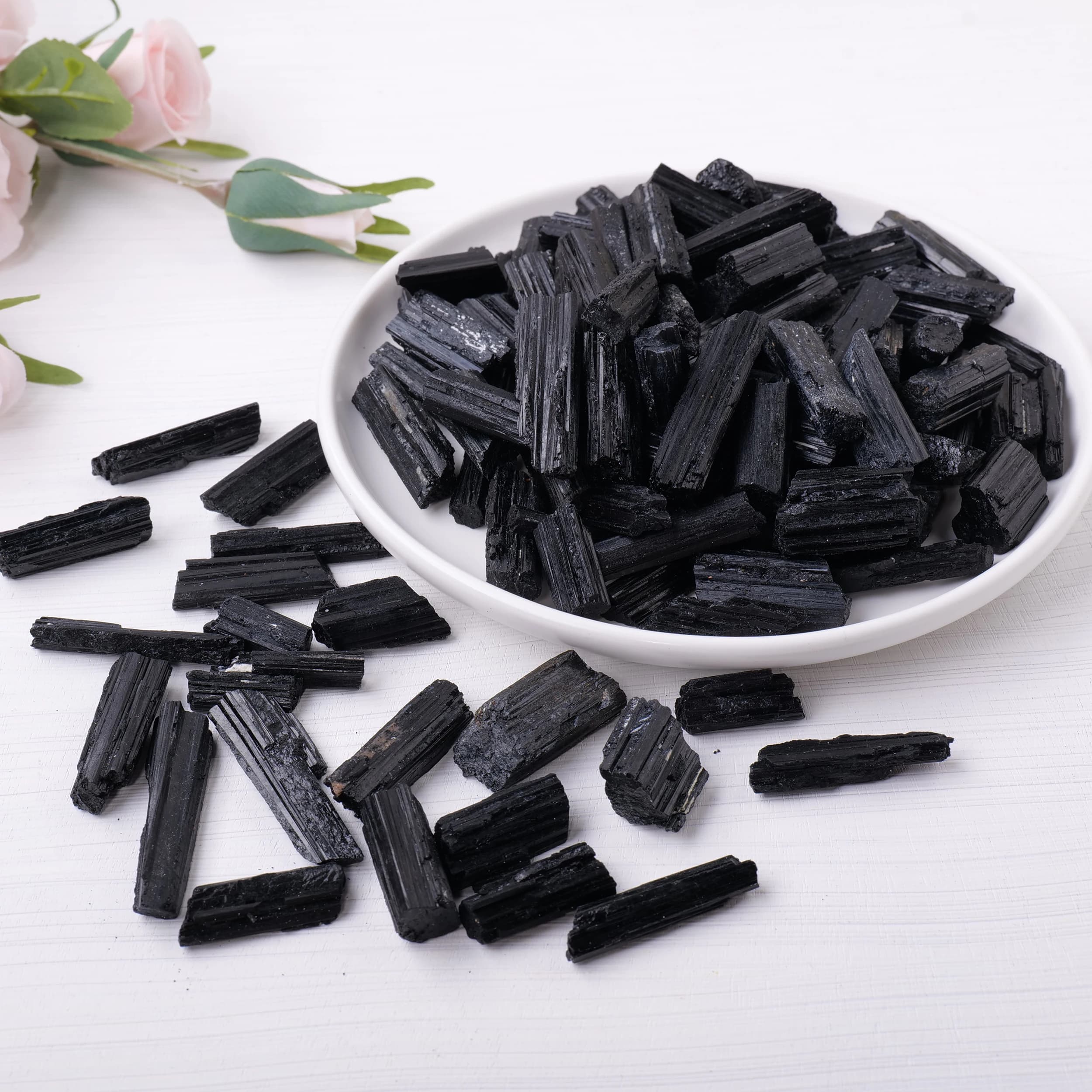 Tourmaline noire naturelle, 50 g/sac, minerai brut de charbon de jet, spécimen de Citronapimen irrég