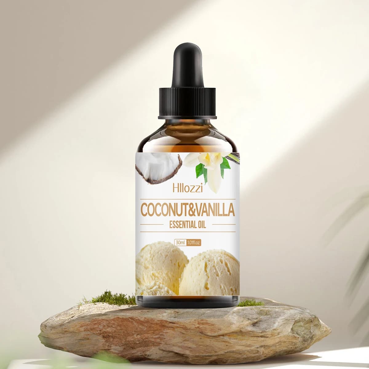 L'huile essentielle de noix de coco et de vanille est utilisée pour les soins de la peau, le massage