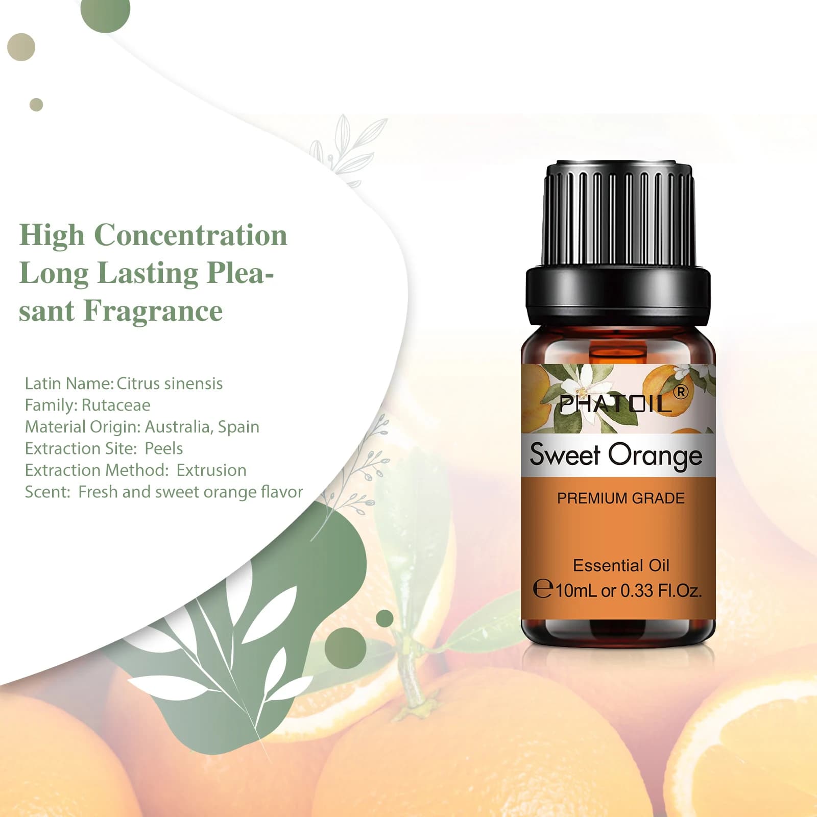PHATOIL 10ml huile essentielle de vanille pour bougies aromatiques faisant Spa Massage humidificateu