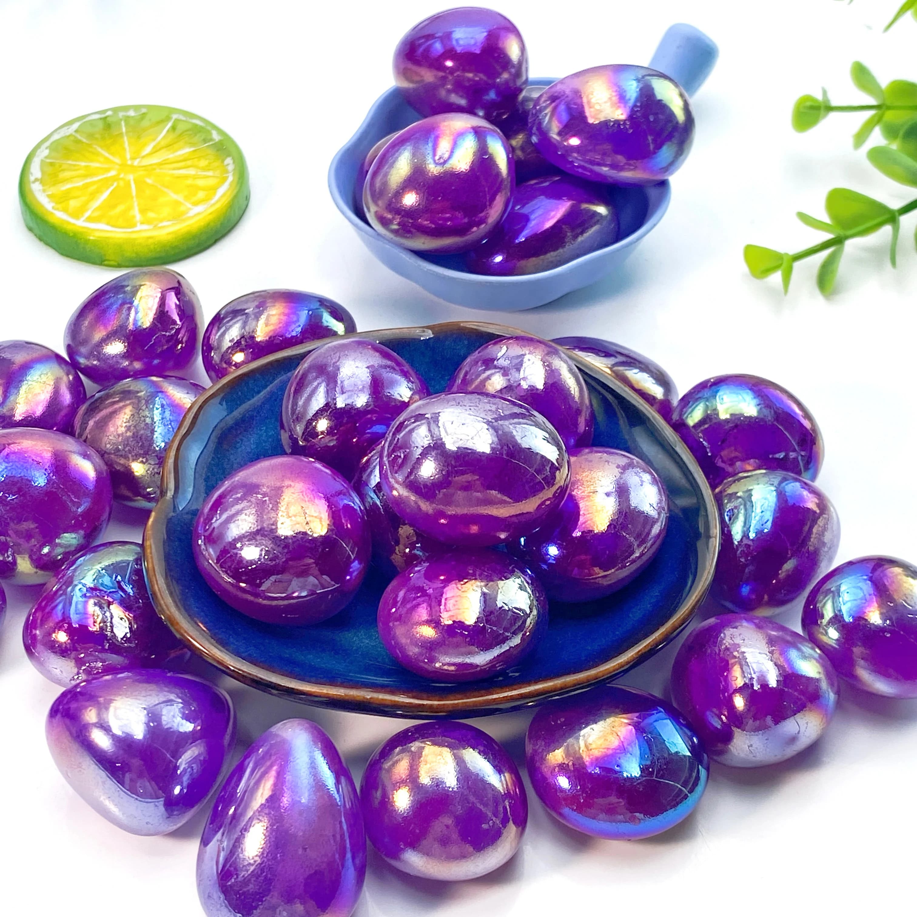 Pierre roulée naturelle de haute qualité, couleur violet aura, 1 pièce/2 pièces/5 pièces, cadeau pou