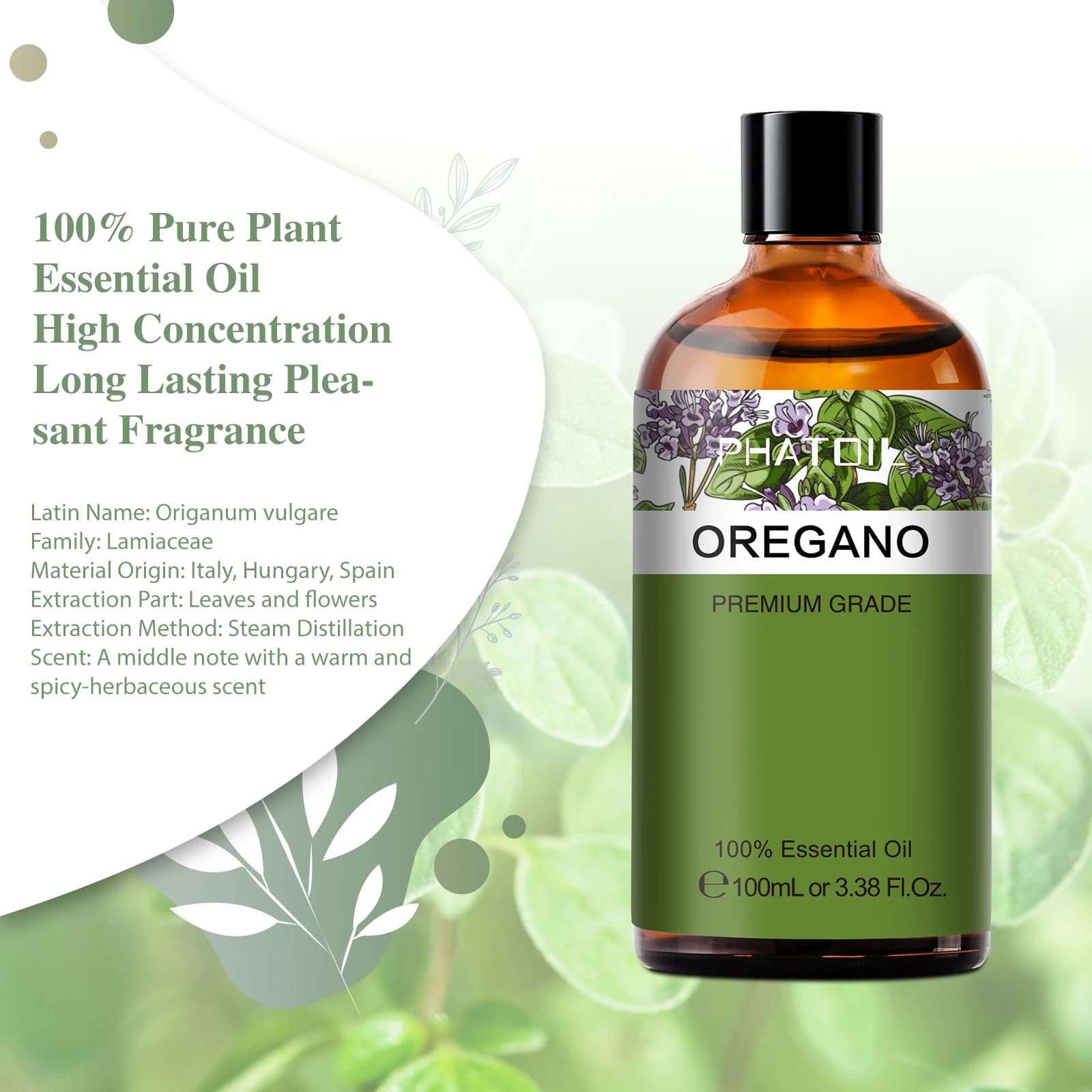 PHATOIL l00ML huile essentielle Pure de menthe verte pour diffuseur humidificateur arbre à thé austr