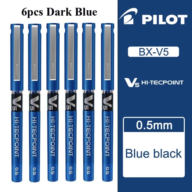 Stylo à bille à encre liquide Pilot V5 Hi-Tecpoint, pointe de 0.5mm, ligne bleue de 0.3mm, recharge 