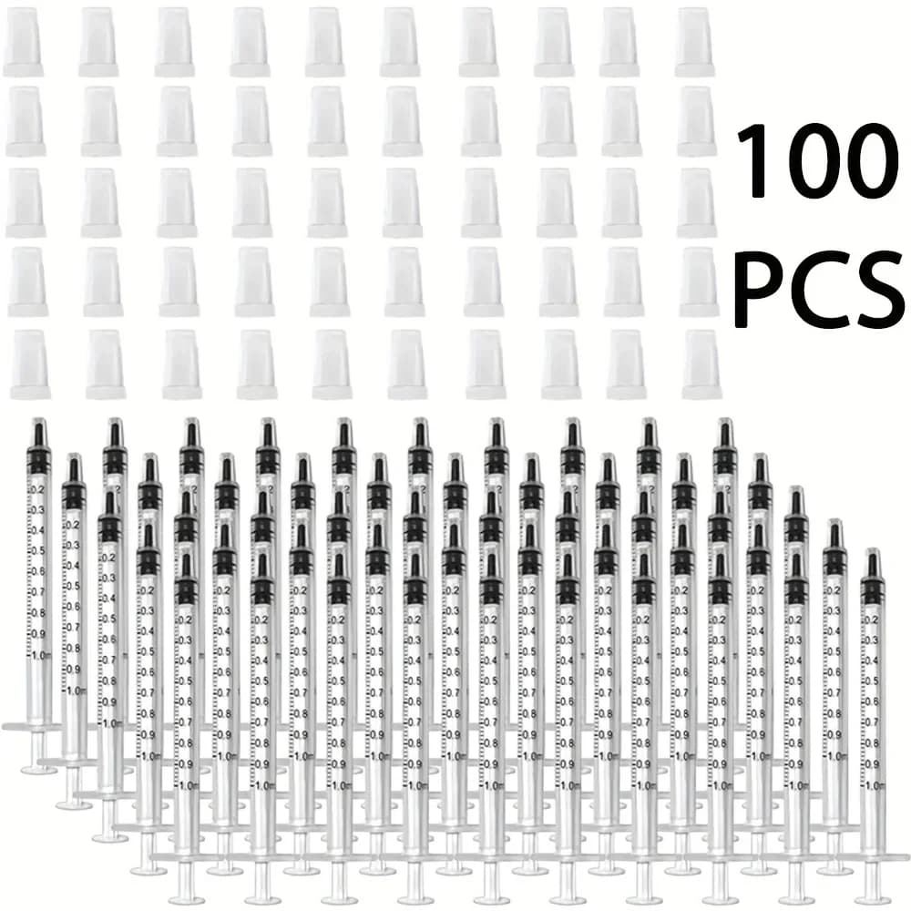 100/200 seringues de 1 ml avec capuchon, adaptées à l'alimentation des animaux de compagnie, à la su