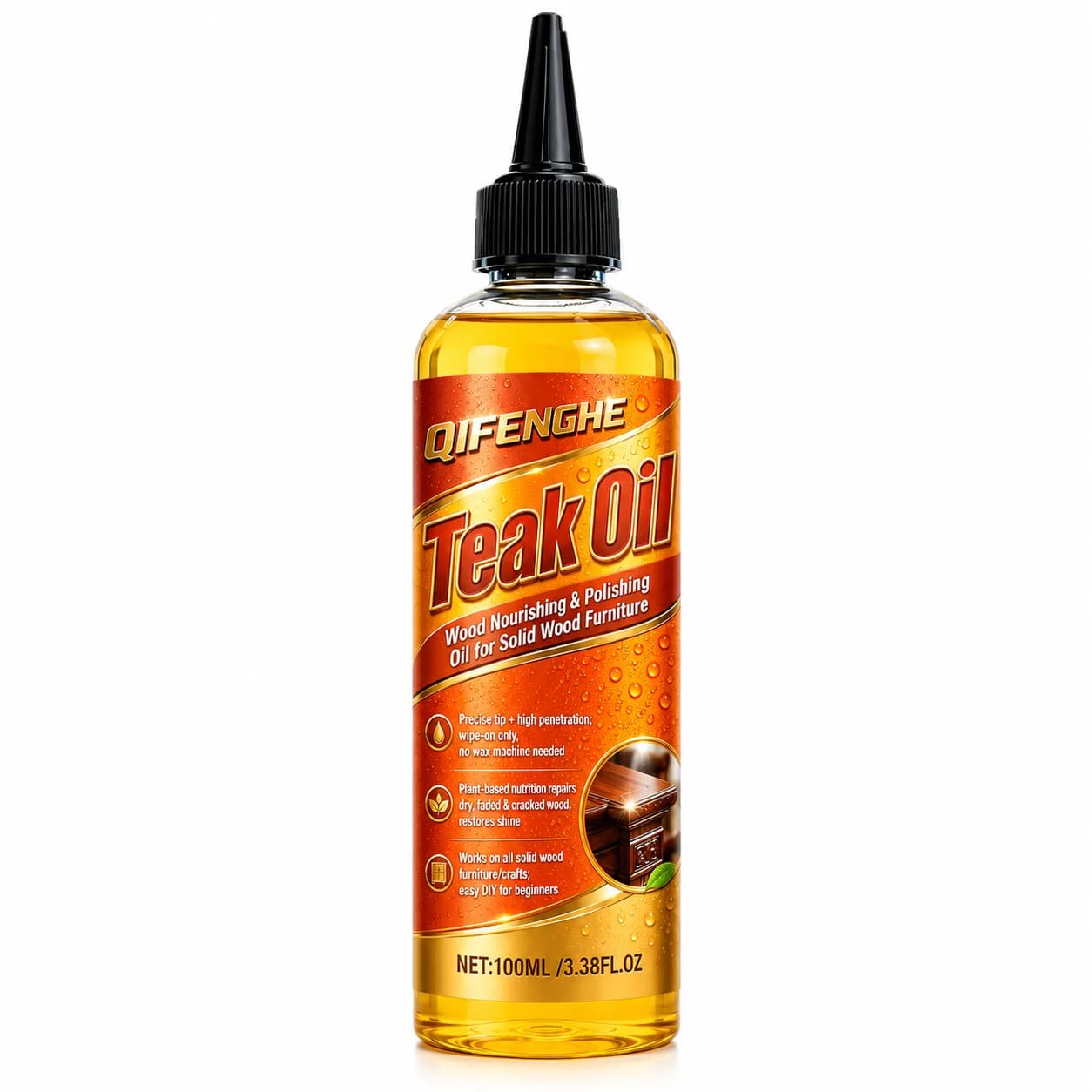 Huile de teck professionnelle pour meubles en bois 100ML, soin nourrissant facile à appliquer pour r