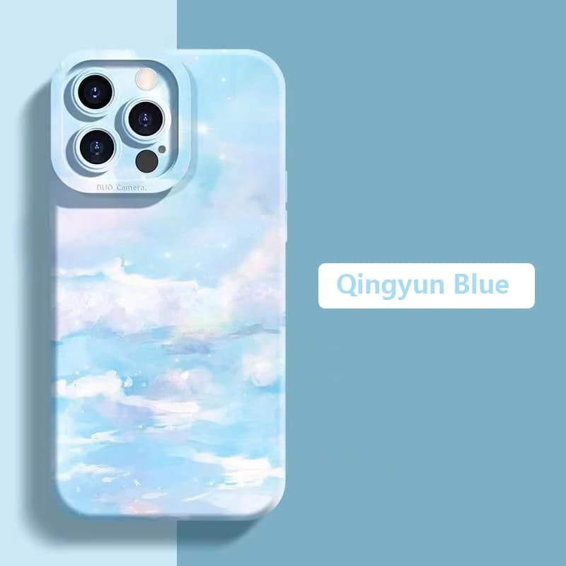 Coque de téléphone en Silicone avec peinture à l'huile et nuages, étui souple antichoc pour iPhone 1