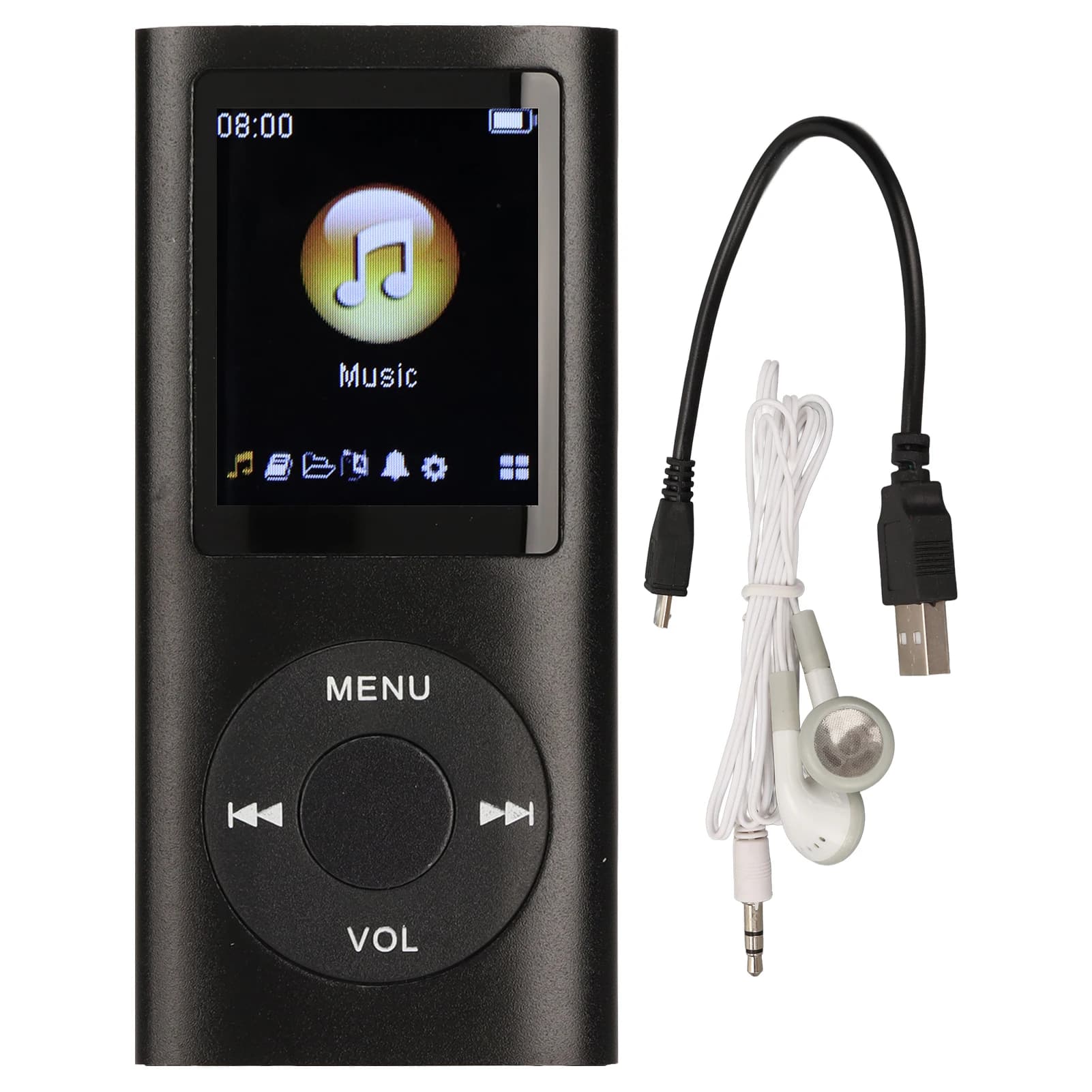 Lecteur MP3 en alliage d'aluminium, élégant, multifonctionnel, son sans perte, écran LCD mince de 1.