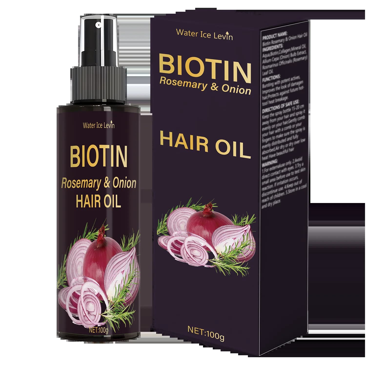 Spray trois-en-un à l'huile de romarin : soin du cuir chevelu/cheveux, avec formule d'oignon, cheveu