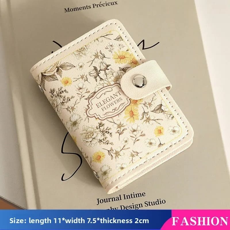 Nouveau porte-cartes à motif floral pour femmes, style vintage, porte-cartes bancaires et d'identité