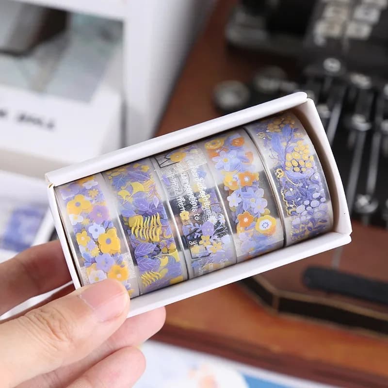 Ruban adhésif Transparent Kawaii, 5 rouleaux, matériel décoratif pour carnet de croquis, fournitures