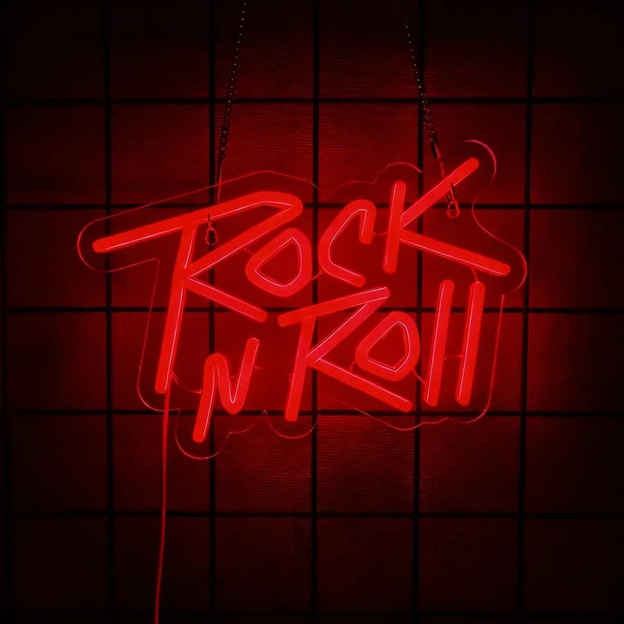 Enseigne au néon Rock and Roll, lumière au néon Led de musique en direct pour chambre à coucher, Stu