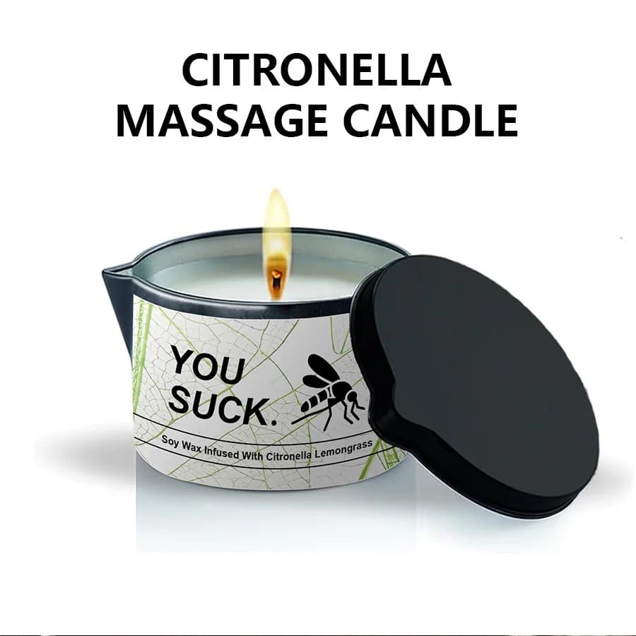 1 bougie parfumée à la citronnelle, bougie à l'huile de massage, bougie d'aromathérapie de luxe, bou