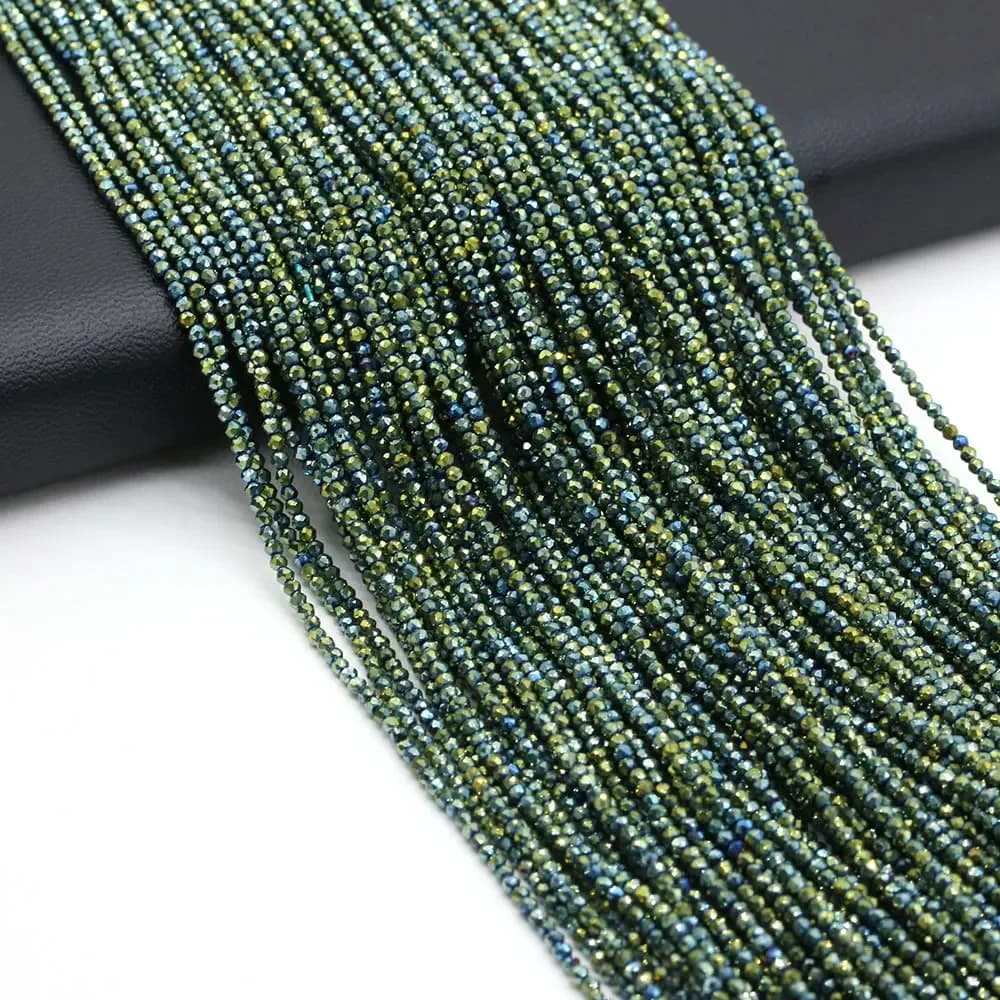Perles Rondes en Pierre Naturelle, Mélange de Petites Perles d'Espacement à Facettes, pour Bijoux de