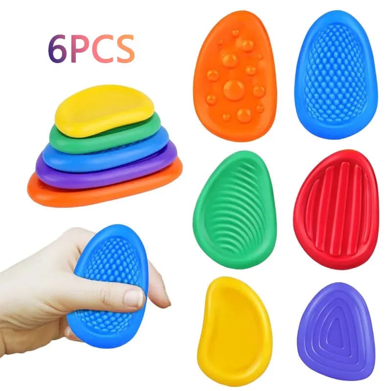 Pierres sensorielles Fidget Toys 6/8 pierres d'inquiétude texturées jouets sociaux et émotionnels an