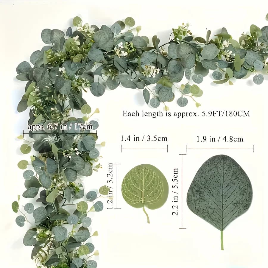 Couronne d'eucalyptus artificielle, fausse vigne verte, guirlande murale suspendue pour intérieur et