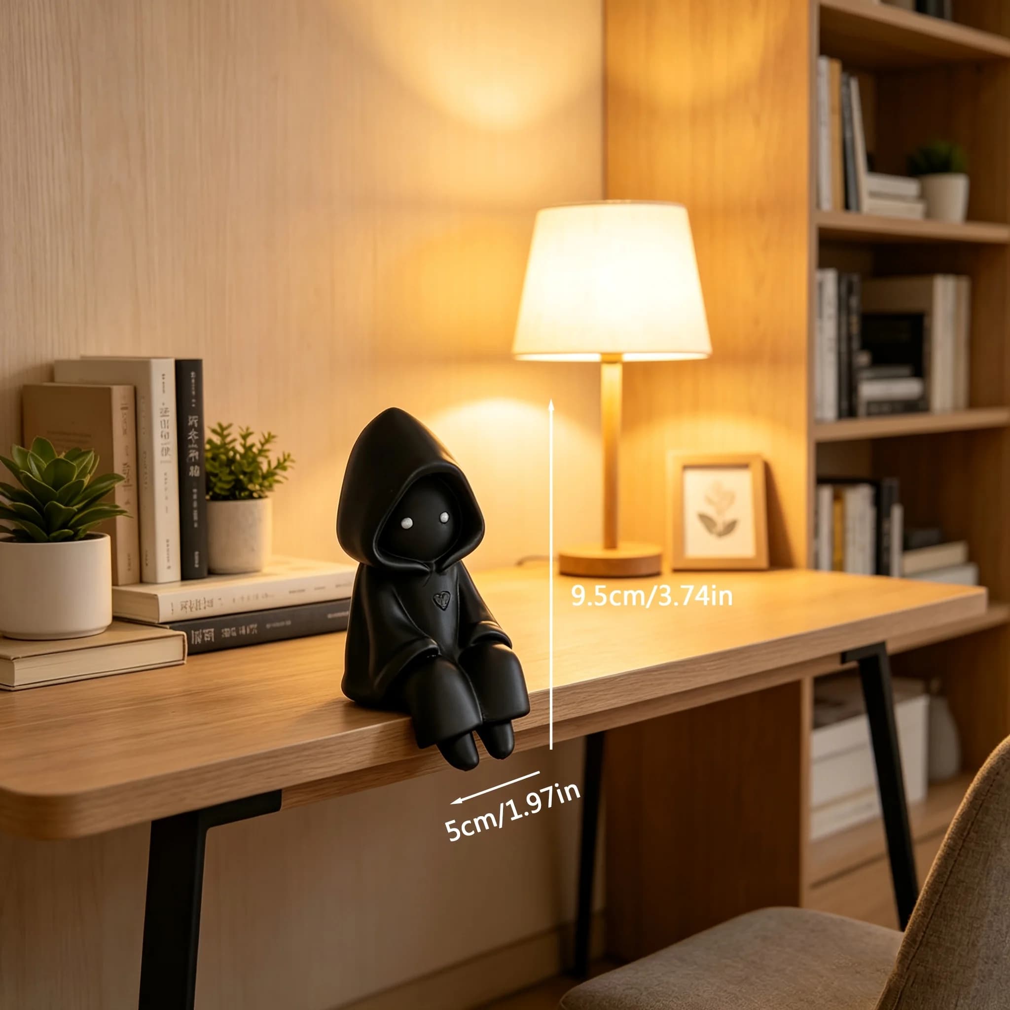 Figurine mystérieuse de la mort à capuche, statue de fantôme assis mignonne imprimée en 3D, décorati