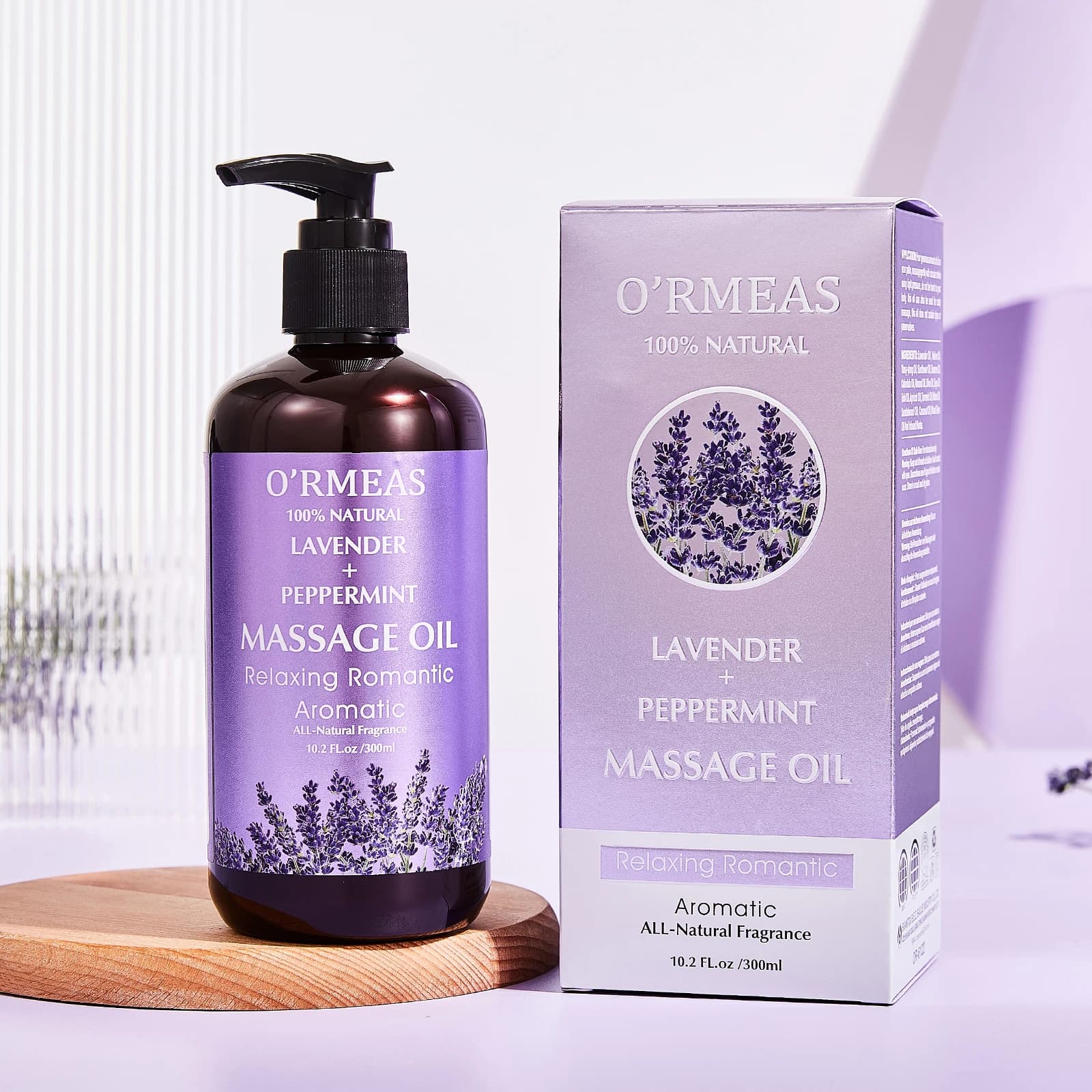 Huile corporelle de massage infusée à la lavande et à la menthe poivrée - Formule chauffante et hydr