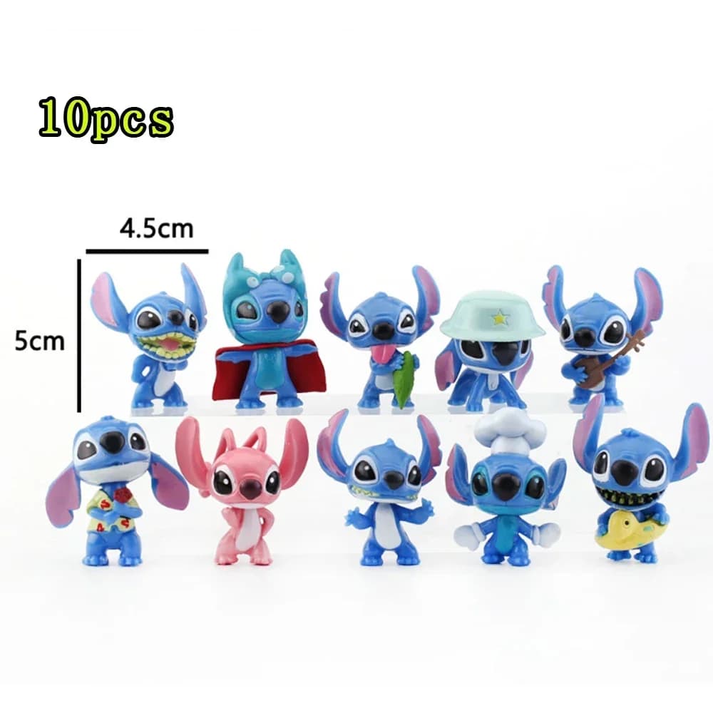 @@! Figurines de dessin animé Disney Lilo et Stitch, jouets à la main avec Scrump, modèle de décorat