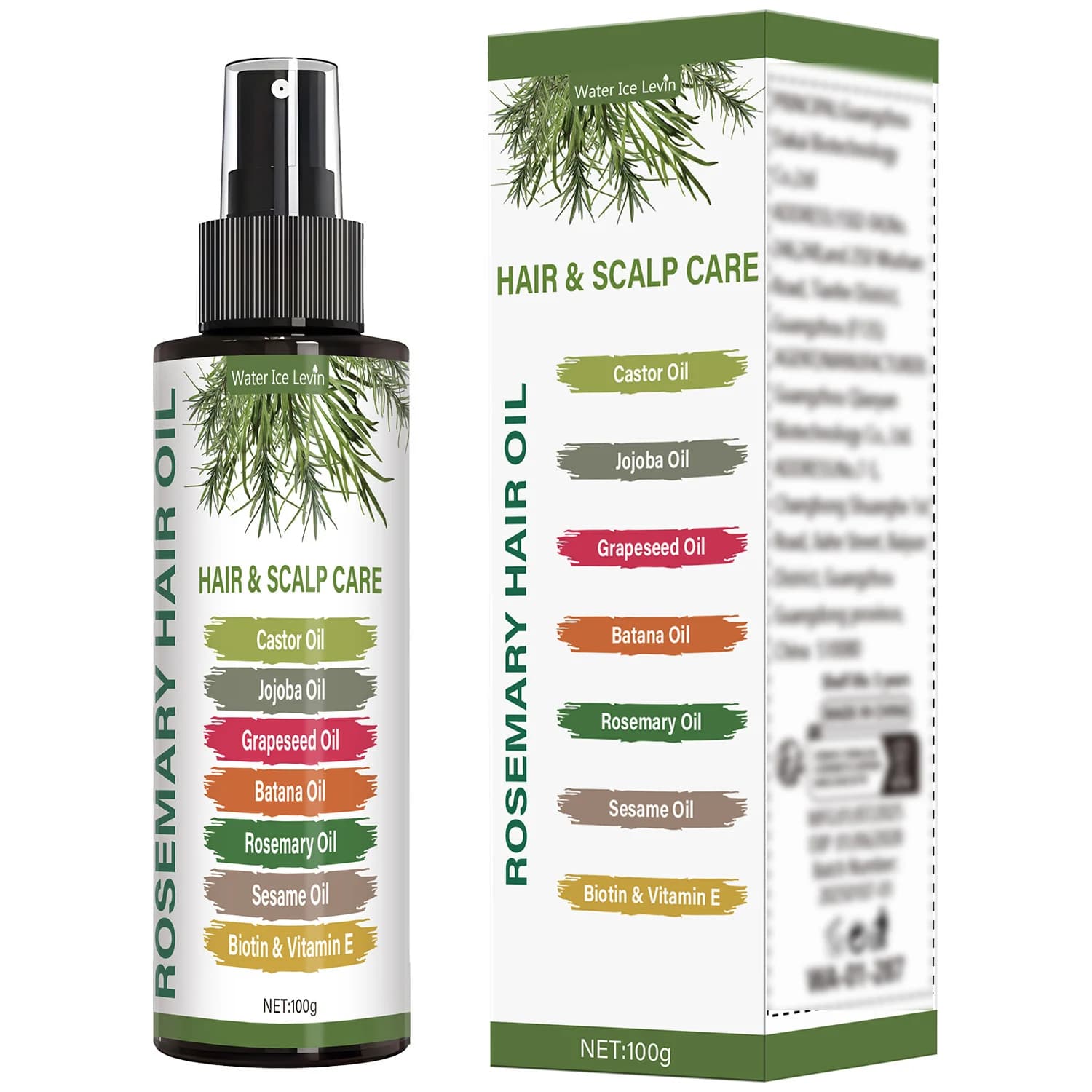 La laque pour cheveux au romarin utilise l'huile de romarin, l'huile de menthe et les extraits de fe