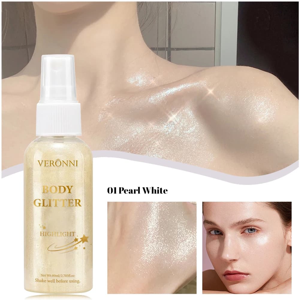 Maquillage à l'huile surligneur liquide scintillant, Lotion à l'huile en Spray scintillant, Lotion l