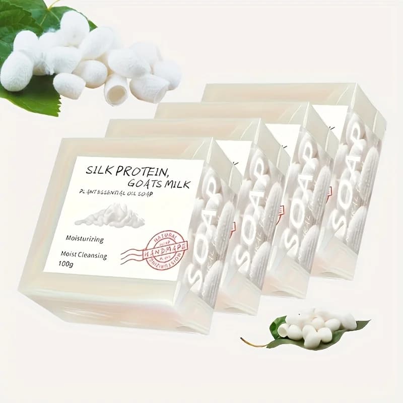 Huiles essentielles de savon fait à la main en soie, 4 pièces x 100g, ingrédients végétaux 100% natu