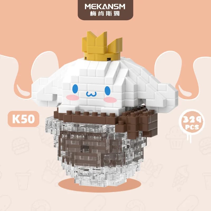 Blocs de construction Sanrio Cinnamoroll, modèle d'assemblage DIY, décoration de bureau kawaii tenda