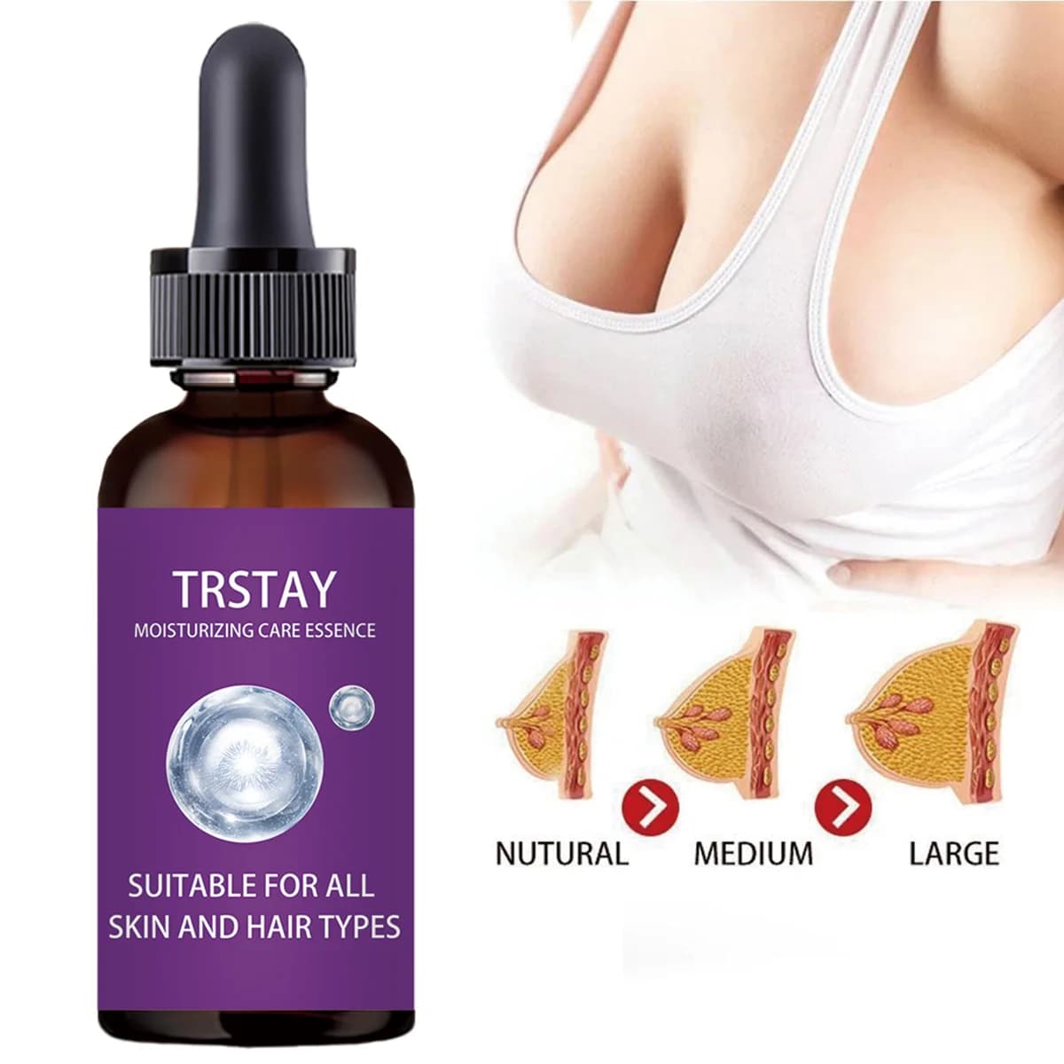 Crème à l'huile essentielle pour l'amélioration des seins, raffermit la poitrine en toute sécurité s
