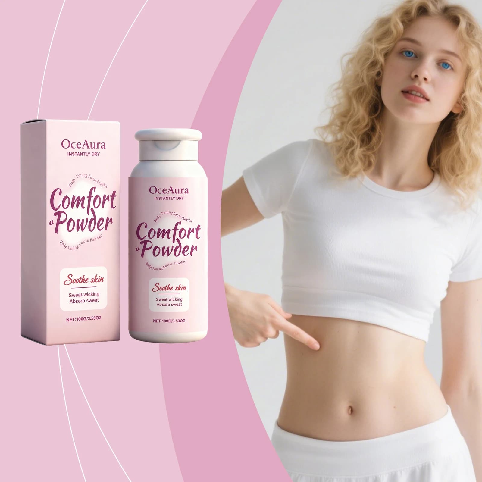 Poudre Confort pour le Corps Entier – Fraîcheur Durable, Absorption de la Transpiration, Effet Rafra