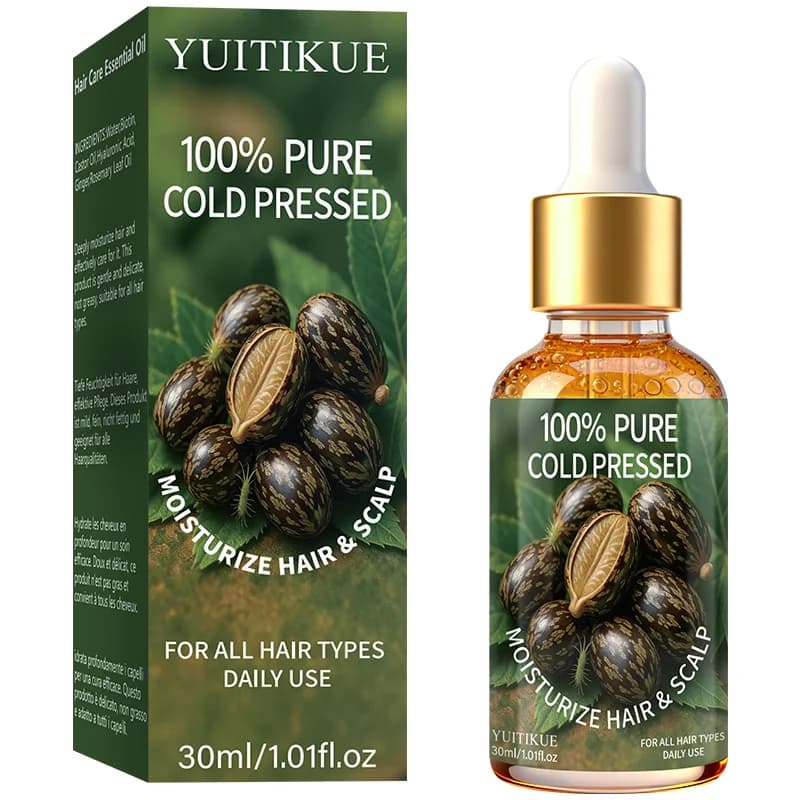 Huile de ricin pressée à froid 100% pure YUITIKUE - Huile hydratante pour cheveux et cuir chevelu po