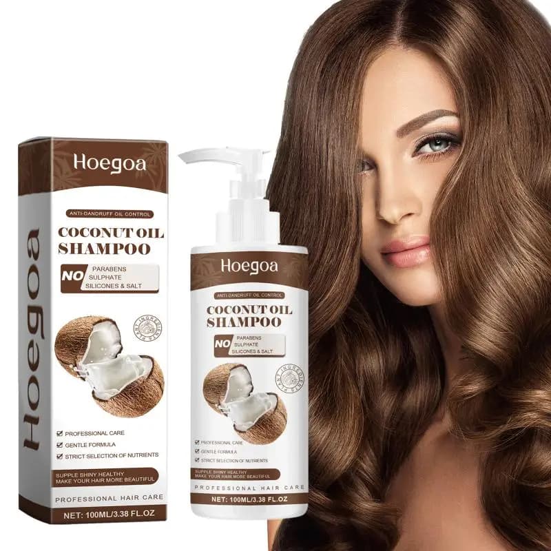 Shampoo antipelliculaire à l'huile de coco Hoegoa 100 ml, contrôle du sébum, nettoyage du cuir cheve