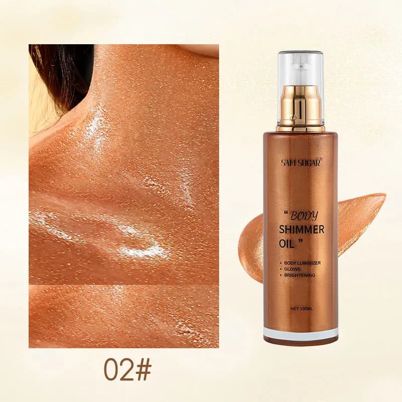 100ml perle or Rose corps miroitant huile surligneur-visage éclaircir paillettes bronzant peau lueur