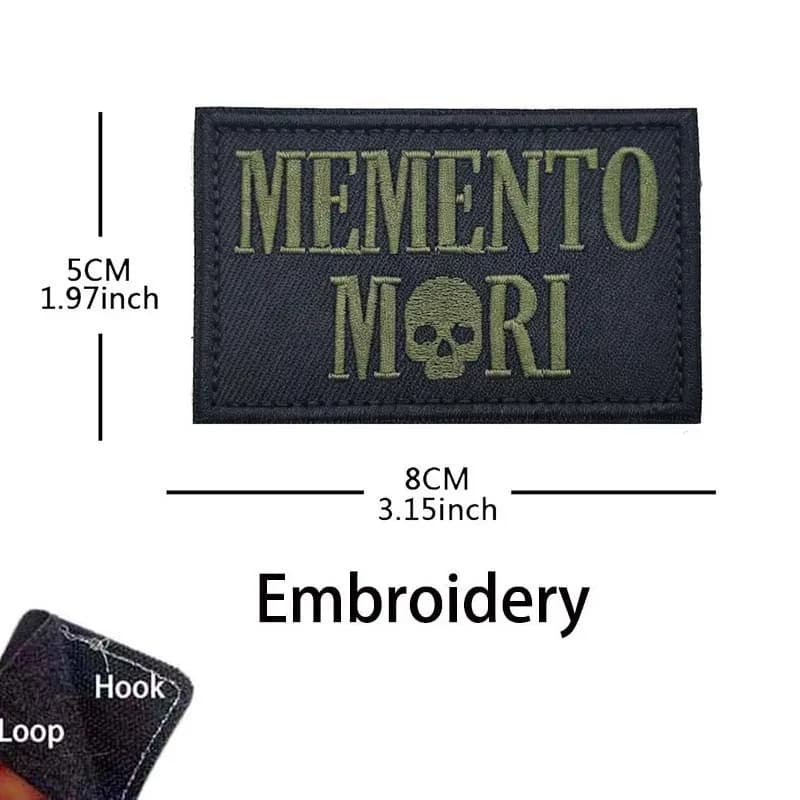 "Never Say Die","Memento Mori" patchs tissu Applique crâne broderie moral Badge, emblème tactique mi