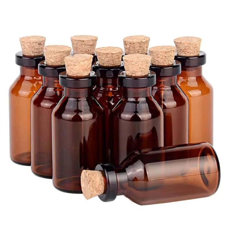 Petites bouteilles en verre ambré avec bouchons en liège, petits pots de 5ML pour bricolage, artisan